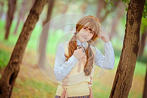 Beautiful maiden in the woods photo